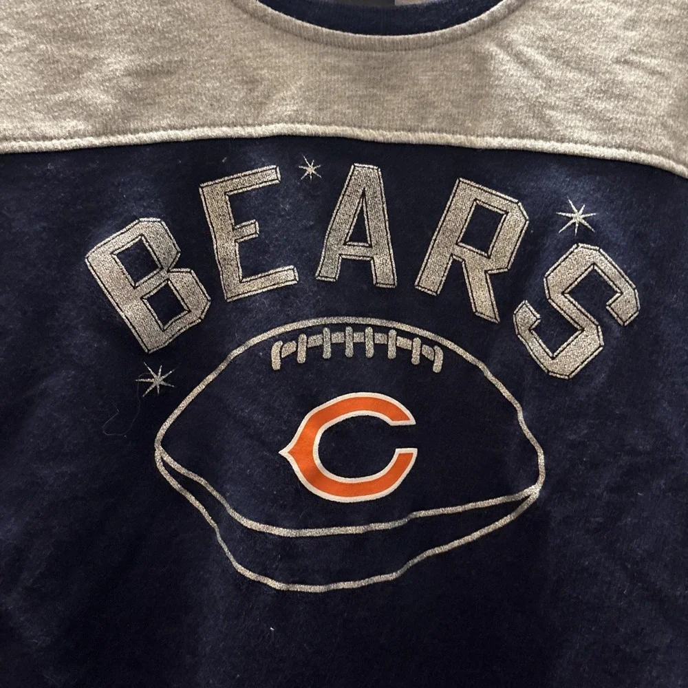 Chicago Bears Juniors Long Sleeved Sweatshirt‎ Navy Blue Sparkly Size Medium 7/9